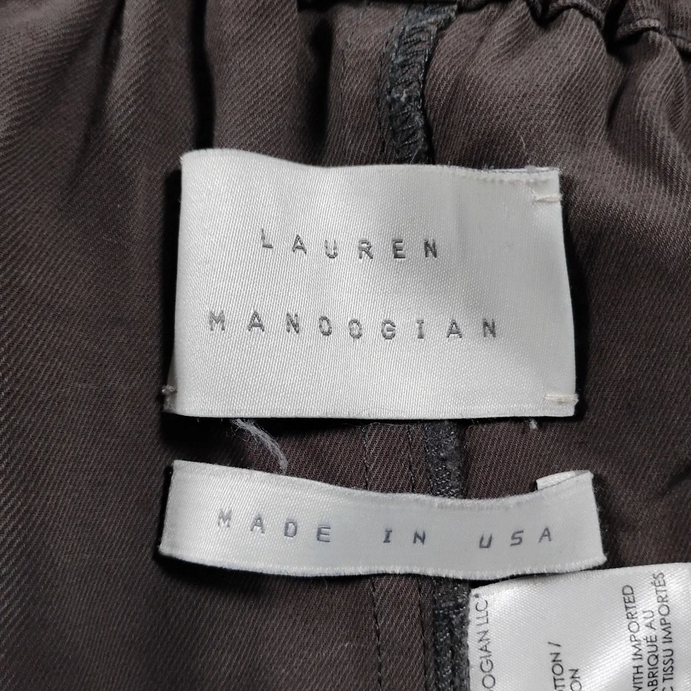 Lauren Manoogian Brown Cotton Elastic Waist Tapered Cuffed Trouser Pants Size 2